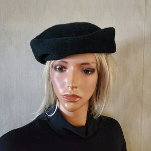 Vintage Black Felted Wool Church Hat Everyday‎ Cool Weather Grannycore